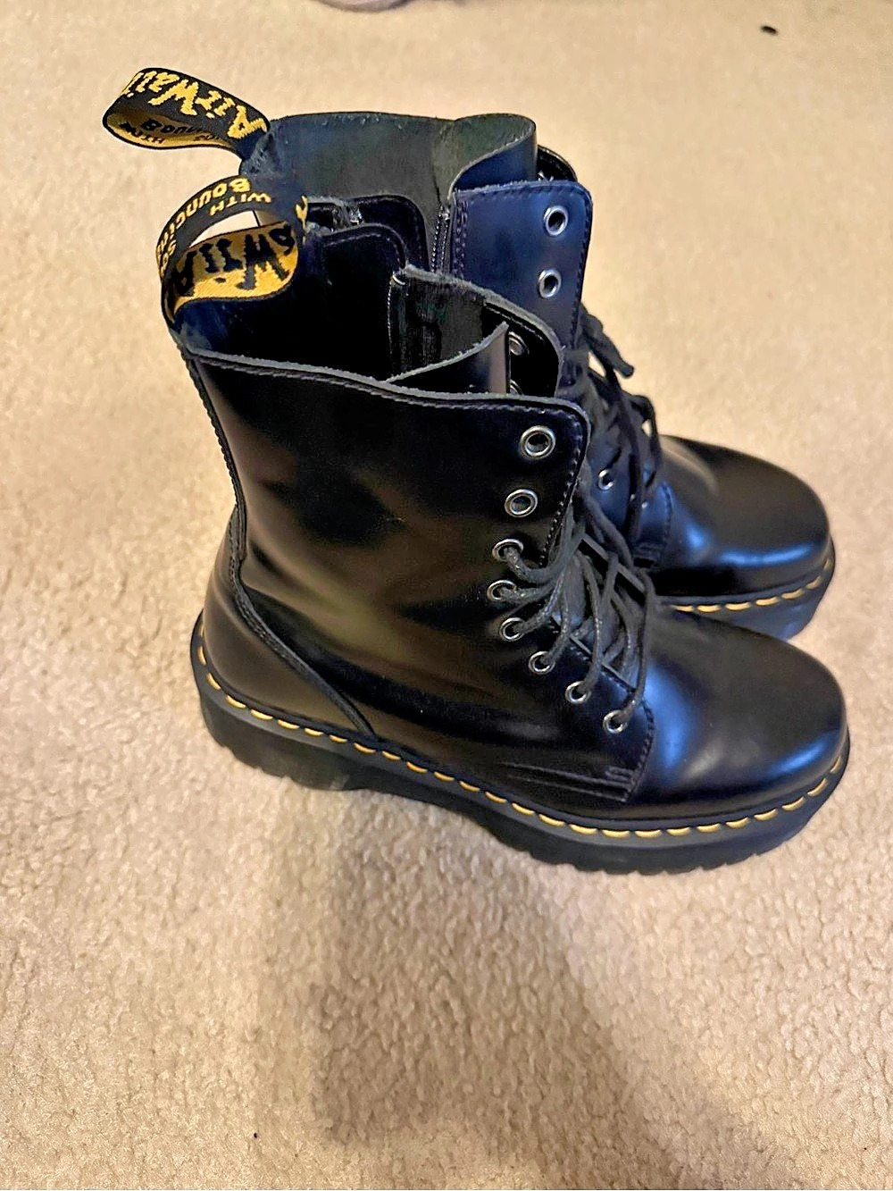 Dr. Martens Jadon Black Platform Combat Boots US 9